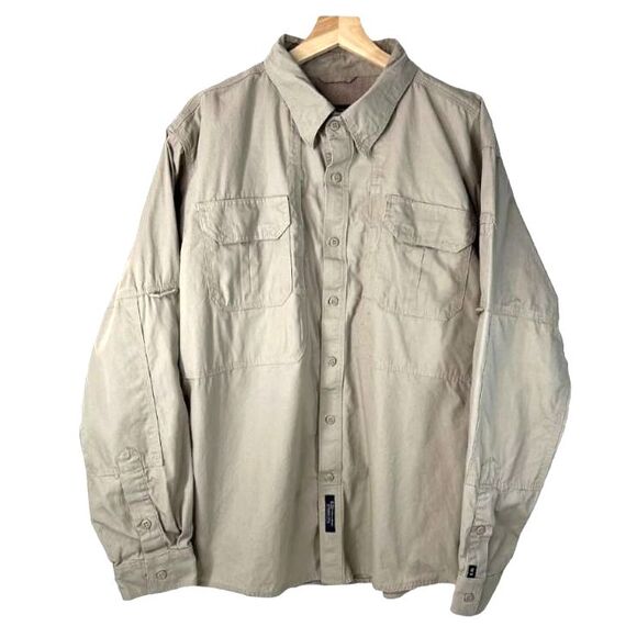 5.11 Tactical Series Long Sleeve Cotton Button Up Shirt Khaki size XL - Picture 1 of 4